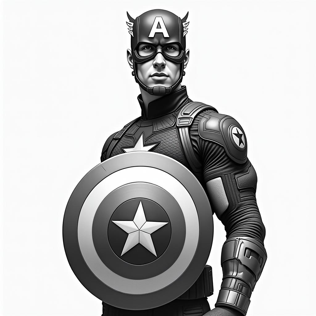 Captain America with his shield raisedin japanese style tattoo, detailed tattoo, traditional japanese culture tattoo, mythology, 8k - Variation 1