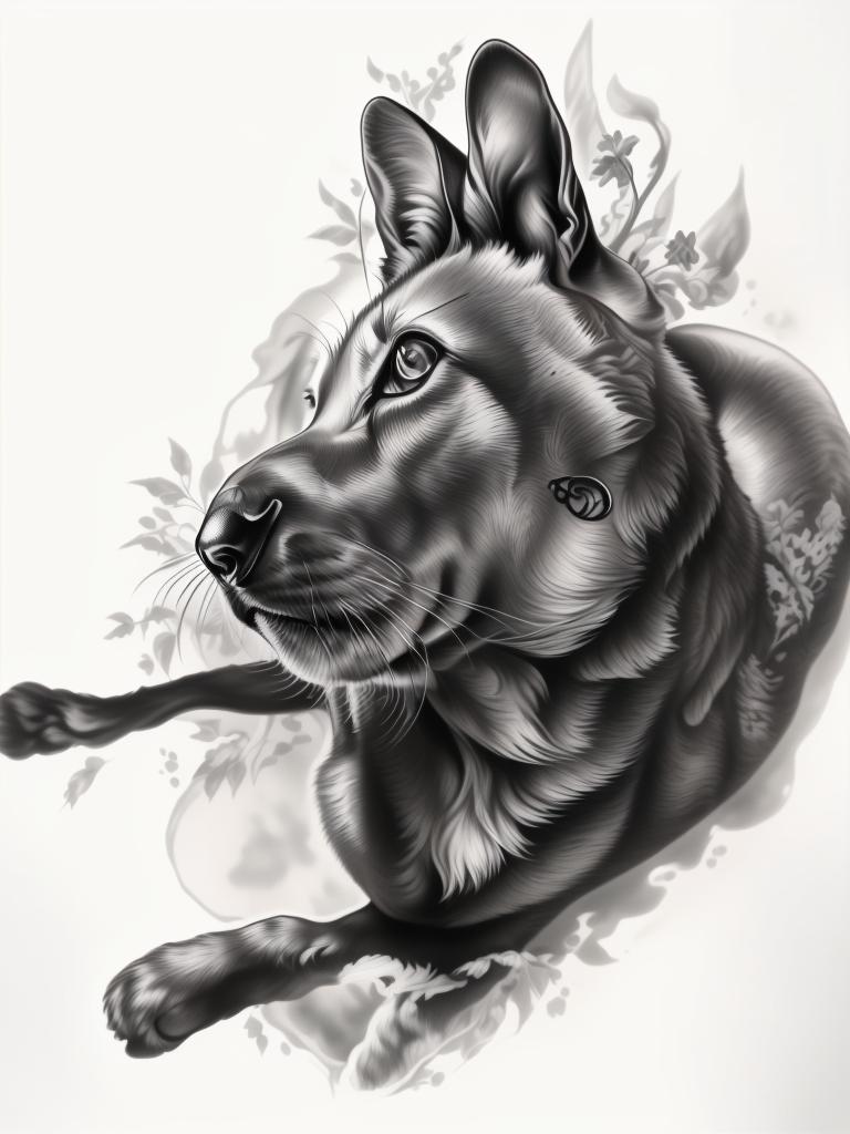 A highly detailed and lifelike composition, tattoo art, realism style, ultra-high resolution, smooth gradients and intricate textures, monochromatic black-and-gray tones, diffused soft lighting for natural depth.undefined - Variation 180