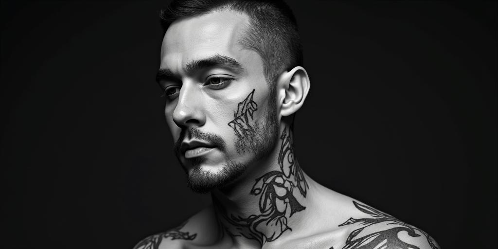 BOSStext-based tattoo, gothic font ultra-realistic, perfectly placed, high-quality font design, photo-realistic shading, 8k, high quality, finely detailed typography - Variation 2