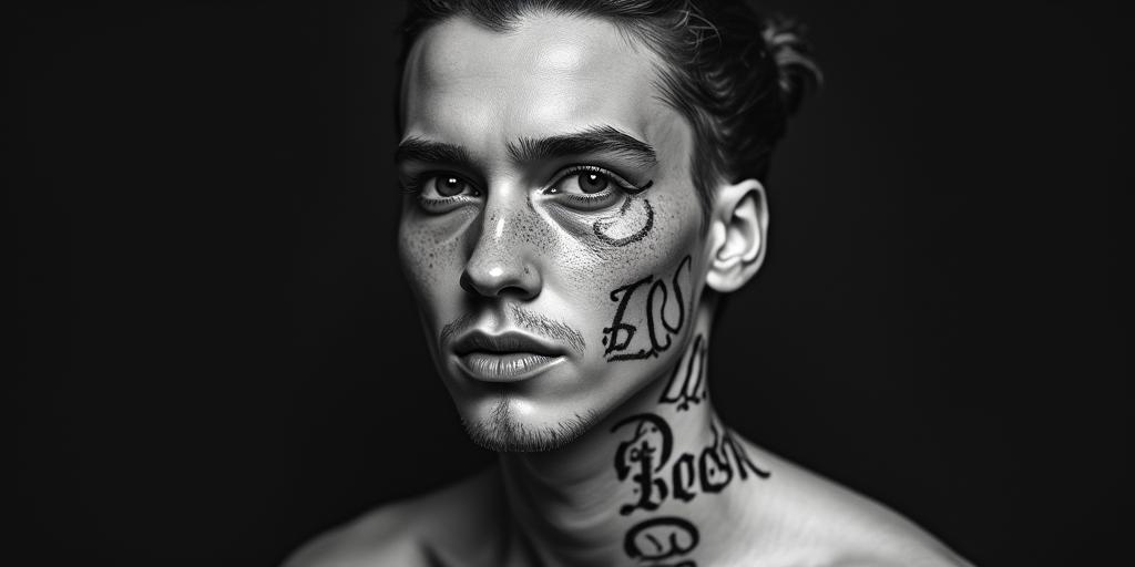 BOSStext-based tattoo, gothic font ultra-realistic, perfectly placed, high-quality font design, photo-realistic shading, 8k, high quality, finely detailed typography - Variation 1