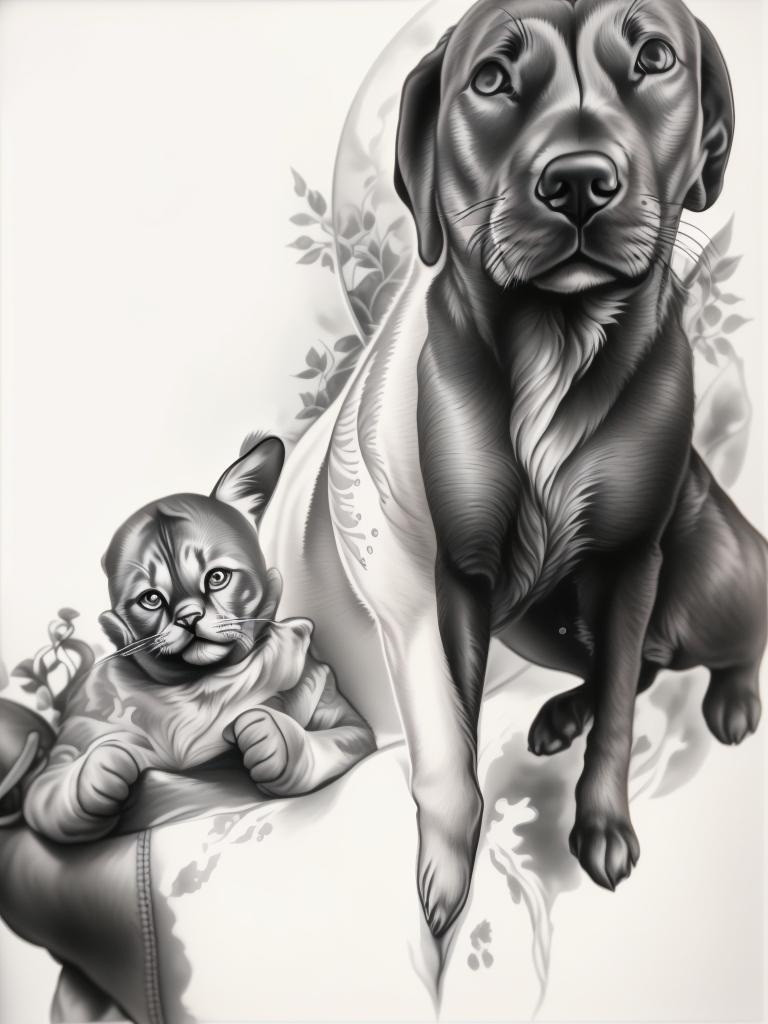 A highly detailed and lifelike composition, tattoo art, realism style, ultra-high resolution, smooth gradients and intricate textures, monochromatic black-and-gray tones, diffused soft lighting for natural depth.undefined - Variation 176
