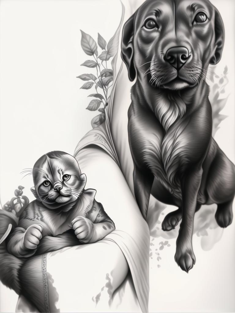 A highly detailed and lifelike composition, tattoo art, realism style, ultra-high resolution, smooth gradients and intricate textures, monochromatic black-and-gray tones, diffused soft lighting for natural depth.undefined - Variation 178