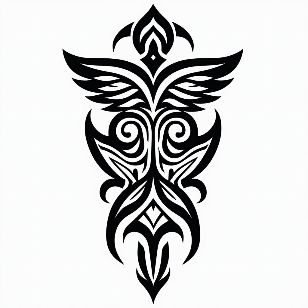 KELLY L.IV.MCMLXXXIVin tribal tattoo style, featuring bold and black geometric shapes, curved lines, intertwine and flow seamlessly, creating a powerful and symbolic design, polynesian and maori styles - Variation 4