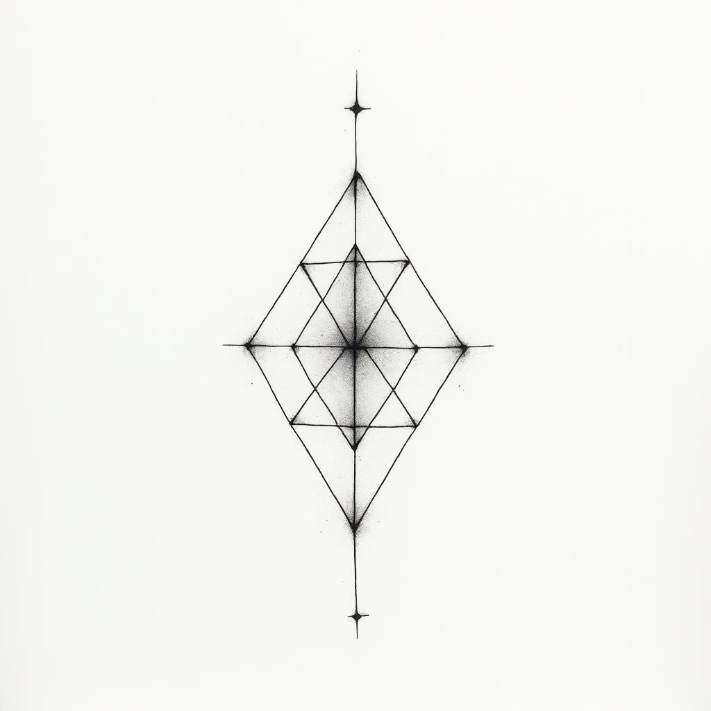 Sanchezin minimalist style tattoo, featuring simple shapes and fine lines, with minimal shading and details, tiny triangles, creating a sense of balance and harmony - Variation 3