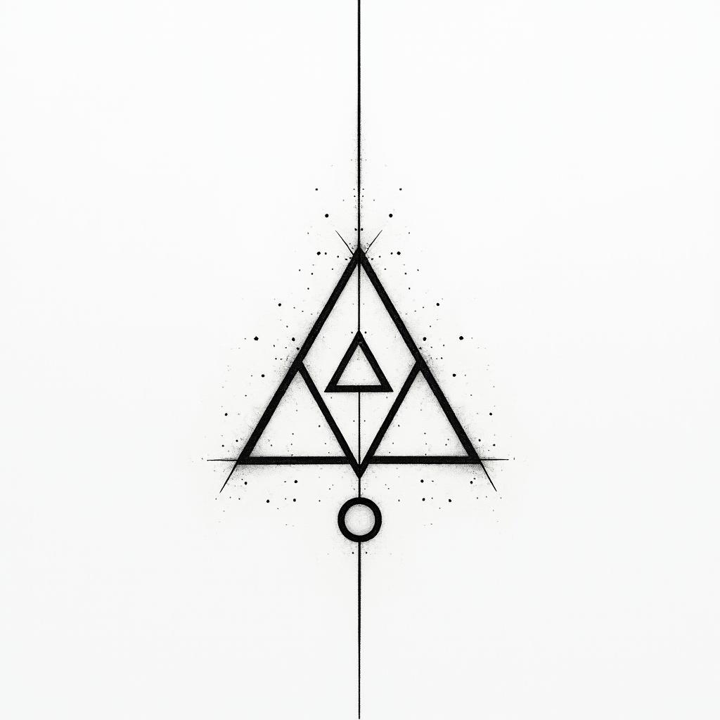 Sanchezin minimalist style tattoo, featuring simple shapes and fine lines, with minimal shading and details, tiny triangles, creating a sense of balance and harmony - Variation 4