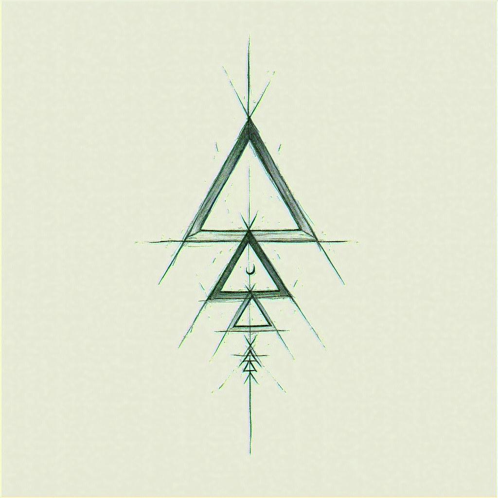 Sanchezin minimalist style tattoo, featuring simple shapes and fine lines, with minimal shading and details, tiny triangles, creating a sense of balance and harmony - Variation 2