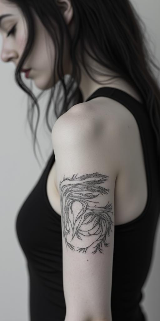 Elaineminimalist text-based tattoo, Monospace font ultra-realistic, perfectly placed, high-quality font design, photo-realistic shading, 8k, high quality, finely detailed typograph - Variation 2