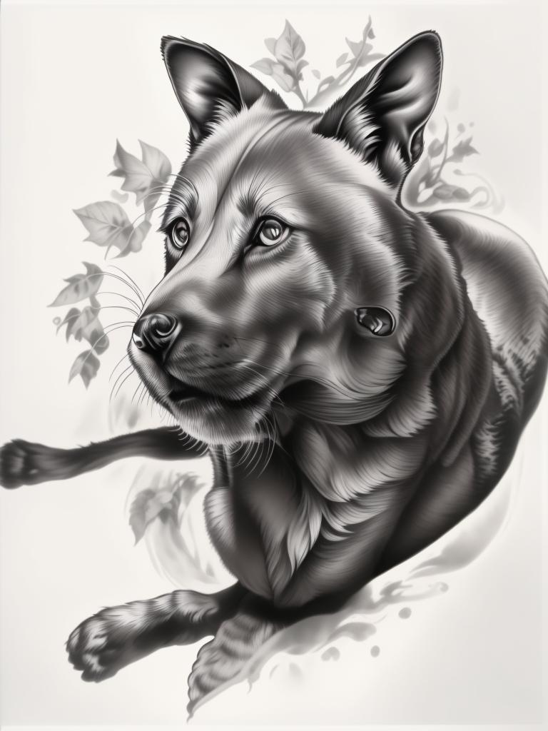 A highly detailed and lifelike composition, tattoo art, realism style, ultra-high resolution, smooth gradients and intricate textures, monochromatic black-and-gray tones, diffused soft lighting for natural depth.undefined - Variation 172