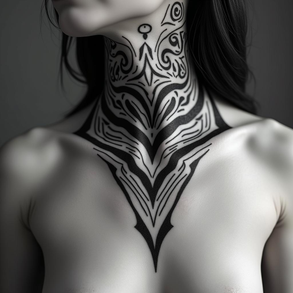 Sagittariusin tribal tattoo style, featuring bold and black geometric shapes, curved lines, intertwine and flow seamlessly, creating a powerful and symbolic design, polynesian and maori styles - Variation 60