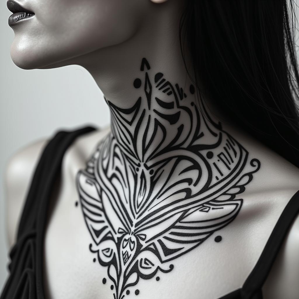 Sagittariusin tribal tattoo style, featuring bold and black geometric shapes, curved lines, intertwine and flow seamlessly, creating a powerful and symbolic design, polynesian and maori styles - Variation 43