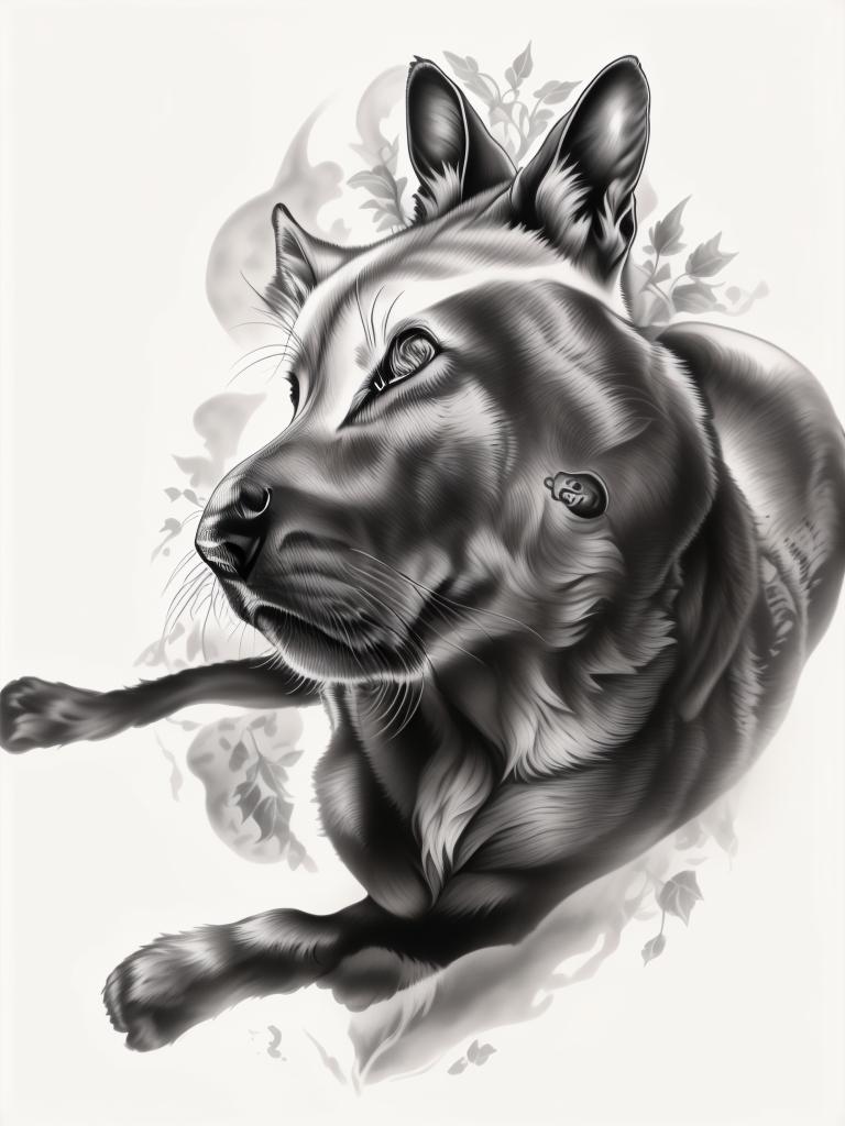 A highly detailed and lifelike composition, tattoo art, realism style, ultra-high resolution, smooth gradients and intricate textures, monochromatic black-and-gray tones, diffused soft lighting for natural depth.undefined - Variation 167
