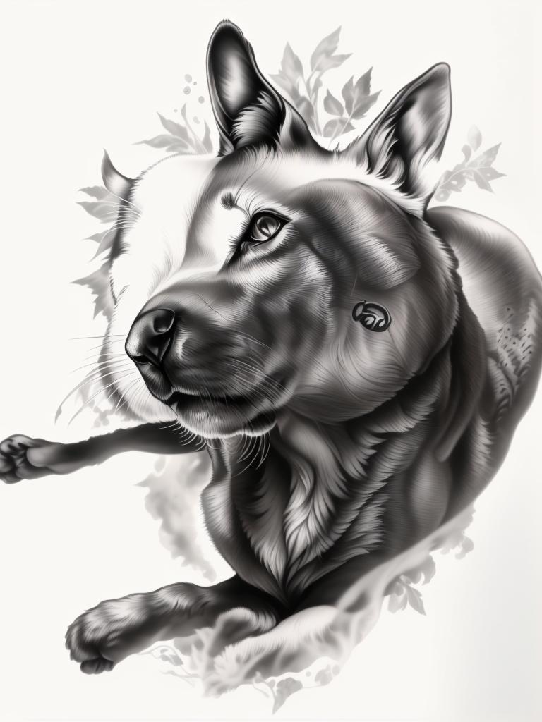 A highly detailed and lifelike composition, tattoo art, realism style, ultra-high resolution, smooth gradients and intricate textures, monochromatic black-and-gray tones, diffused soft lighting for natural depth.undefined - Variation 164