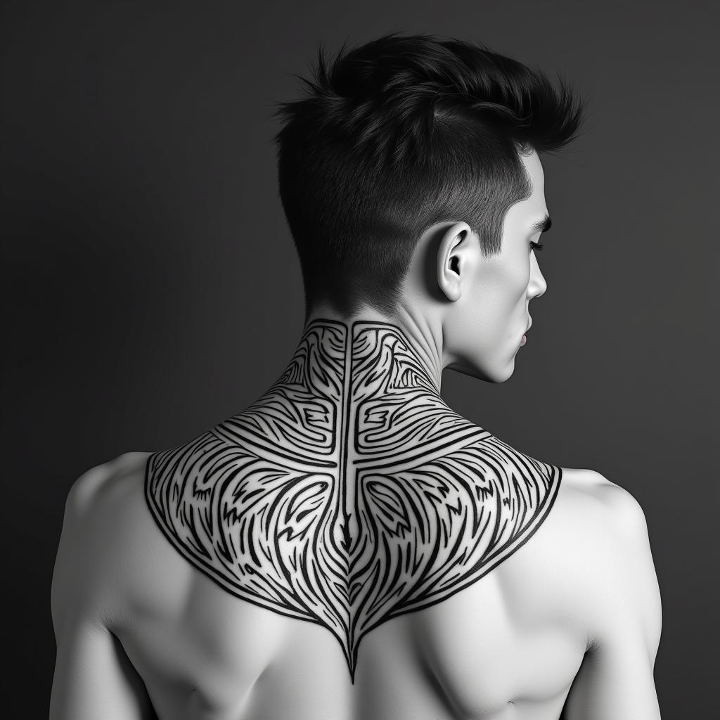 Sagittariusin tribal tattoo style, featuring bold and black geometric shapes, curved lines, intertwine and flow seamlessly, creating a powerful and symbolic design, polynesian and maori styles - Variation 25
