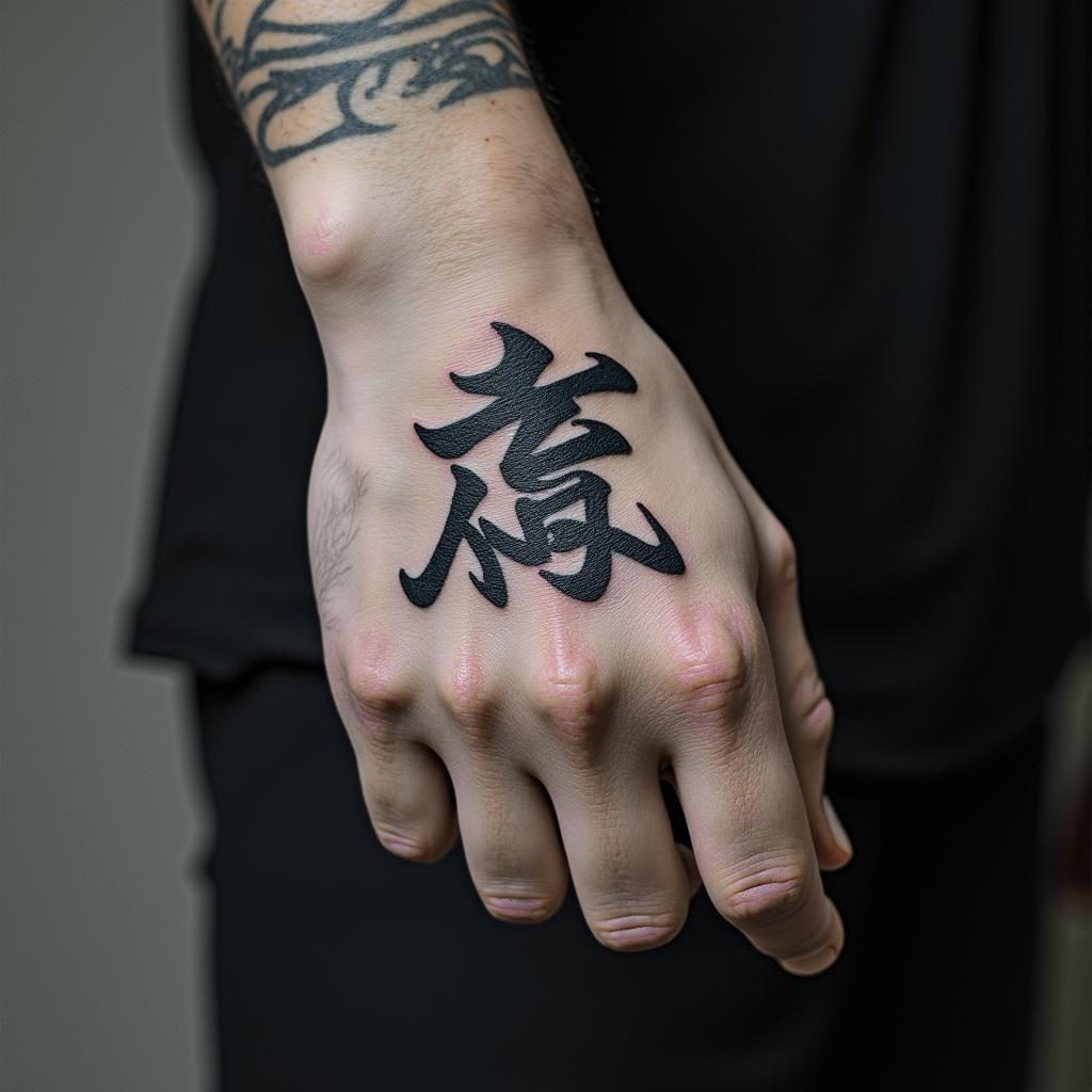 Force courage perseverance karatein japanese style tattoo, detailed tattoo, traditional japanese culture tattoo, mythology, 8k - Variation 1