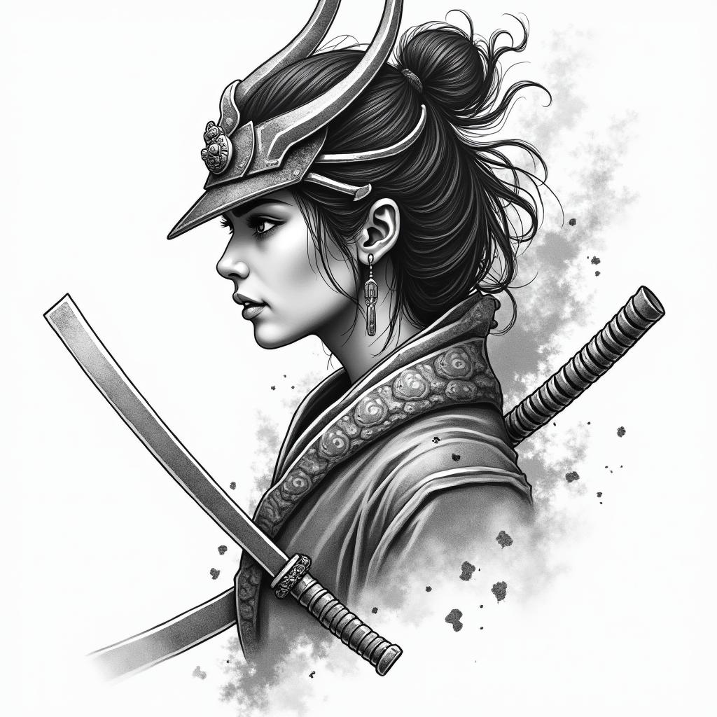 Warrior, survive, modern times, woman, strongin japanese style tattoo, detailed tattoo, traditional japanese culture tattoo, mythology, 8k - Variation 4