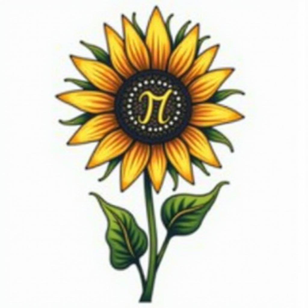 Create a tattoo design featuring a sunflower intertwined with the Gemini astrological symbol, incorporating elements of positivity and resilience inspired by the phrase “every little thing is gonna be alright.” The design should have a vibrant green color palette, symbolizing growth and hope. Use a blend of realistic and artistic styles to make the elements harmoniously come together.higly detailed tattoo - Variation 2