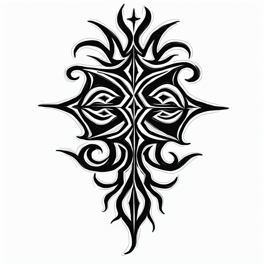 Force courage karatein tribal tattoo style, featuring bold and black geometric shapes, curved lines, intertwine and flow seamlessly, creating a powerful and symbolic design, polynesian and maori styles - Variation 3