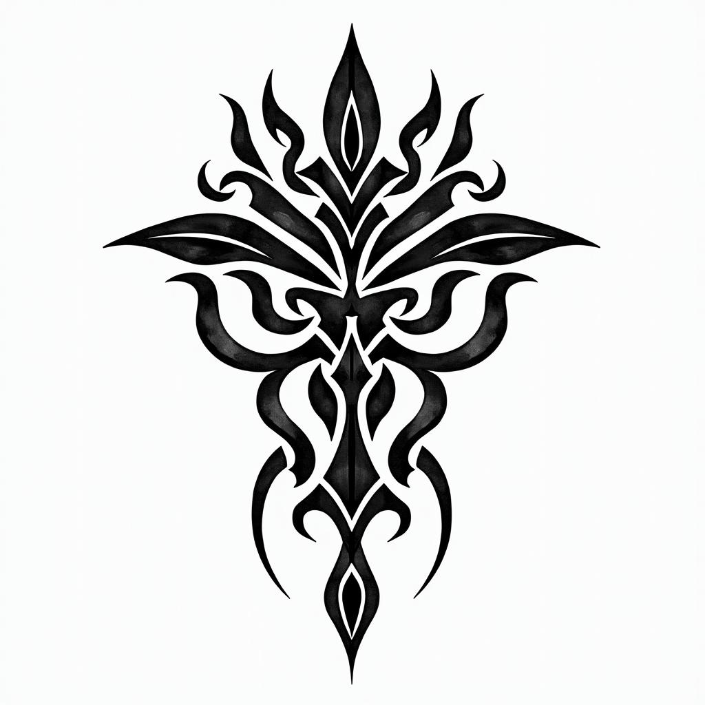Egypt and swedenin tribal tattoo style, featuring bold and black geometric shapes, curved lines, intertwine and flow seamlessly, creating a powerful and symbolic design, polynesian and maori styles - Variation 2