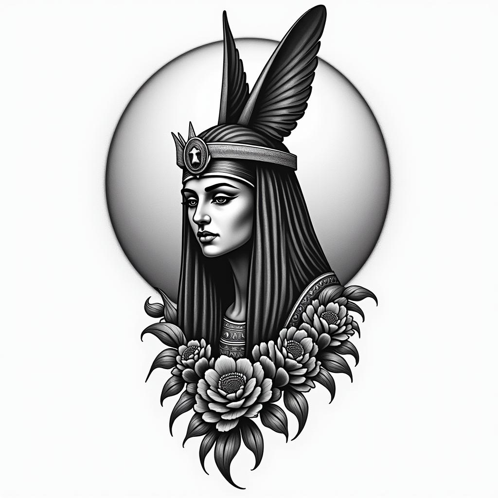 Egypt and swedenin authentic tattoo style, incorporating traditional modifications, bold black outlines, solid color fills, featuring classic authentic elements - Variation 2