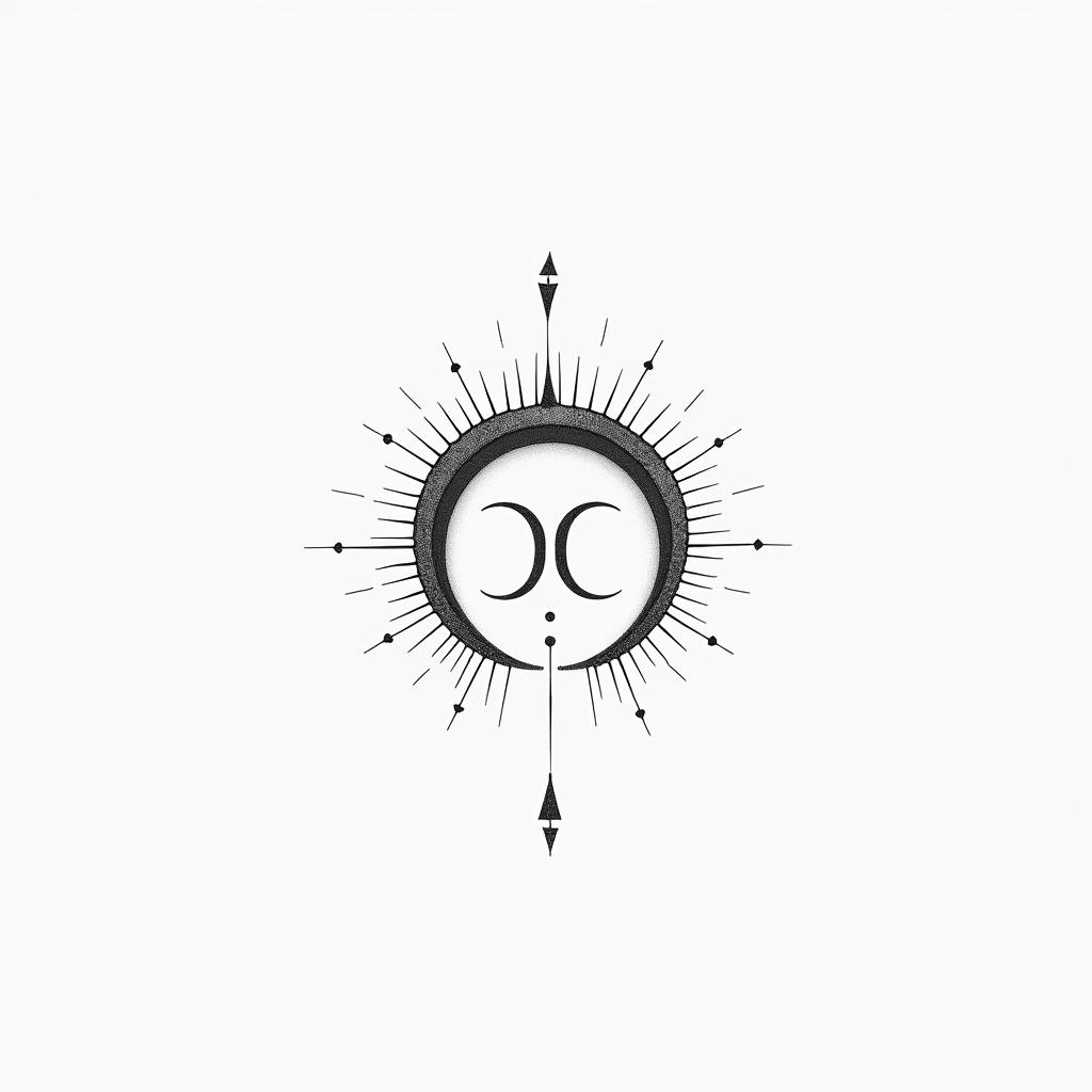 Zodiac sign Capricornin minimalist style tattoo, featuring simple shapes and fine lines, with minimal shading and details, tiny triangles, creating a sense of balance and harmony - Variation 2