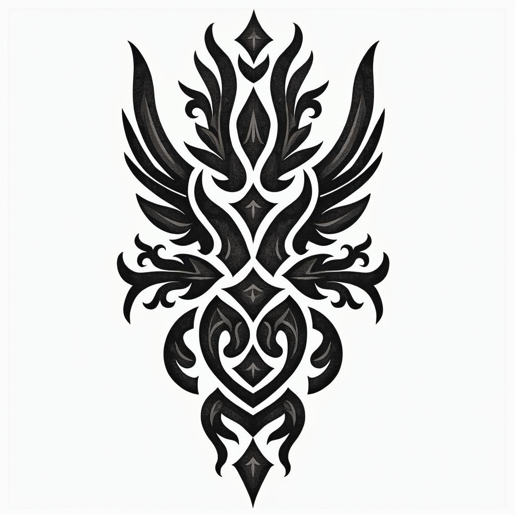 Rosmel, 25 years old, Pisces, Venezuelain tribal tattoo style, featuring bold and black geometric shapes, curved lines, intertwine and flow seamlessly, creating a powerful and symbolic design, polynesian and maori styles