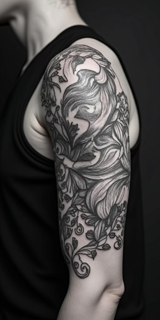 Year of the monkey 1992 Aries zodiac signtext-based tattoo, japanese font ultra-realistic, perfectly placed, high-quality font design, photo-realistic shading, 8k, high quality, finely detailed typograph - Variation 2