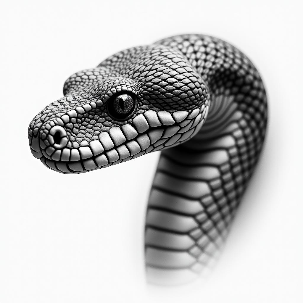 Ball pythonin realism tattoo style, featuring a highly detailed, lifelike, capturing every detail, photorealistic, ultra realistic, intricate shading, smooth and sharp,   - Variation 3