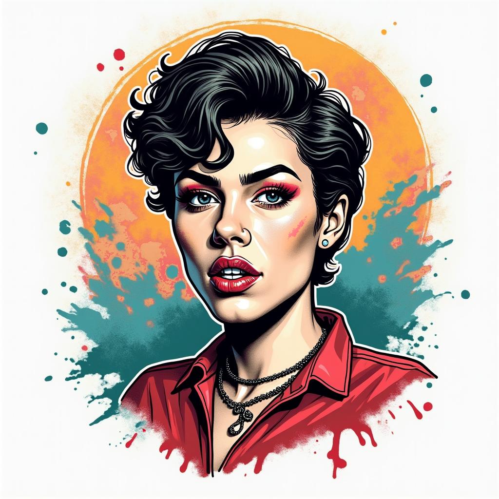 Jhay25in pop art style tattoo, featuring bold and vibrant colors, exaggerated outlines, iconic imagery, inspired by comic books and speech bubbles, comic book characters, retro pop culture - Variation 4