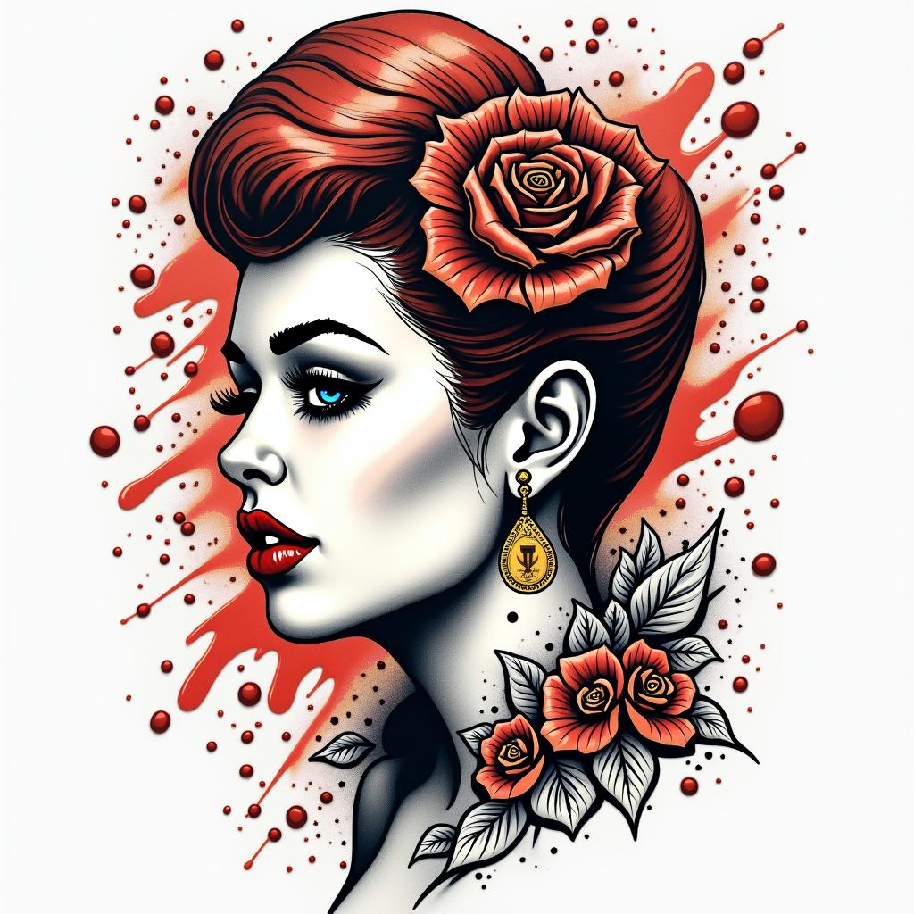 Jhay25in pop art style tattoo, featuring bold and vibrant colors, exaggerated outlines, iconic imagery, inspired by comic books and speech bubbles, comic book characters, retro pop culture