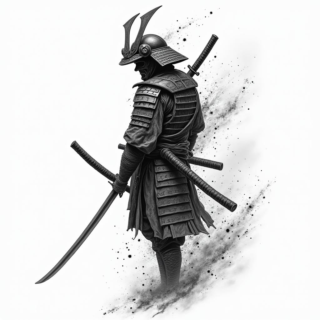 Samurai with a katanain japanese style tattoo, detailed tattoo, traditional japanese culture tattoo, mythology, 8k - Variation 10