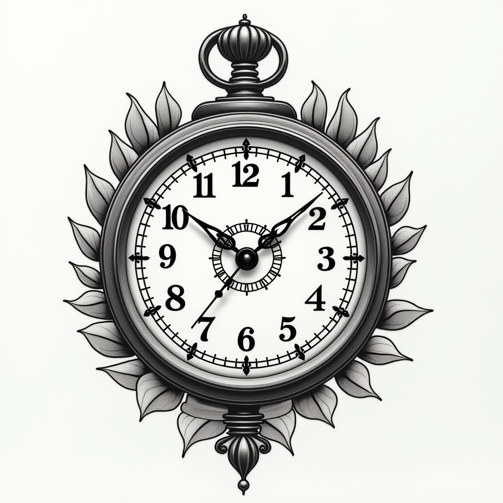 Clock tattoo design