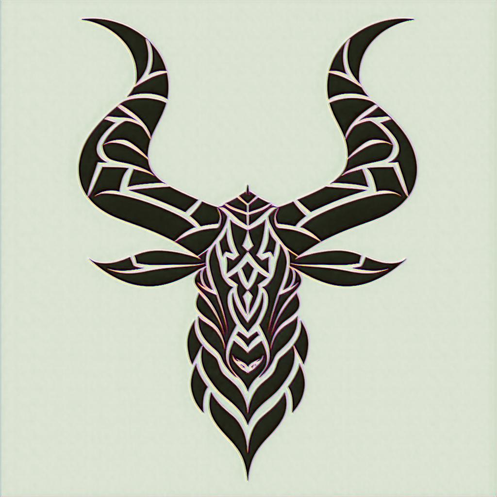 Taurusin tribal tattoo style, featuring bold and black geometric shapes, curved lines, intertwine and flow seamlessly, creating a powerful and symbolic design, polynesian and maori styles - Variation 3