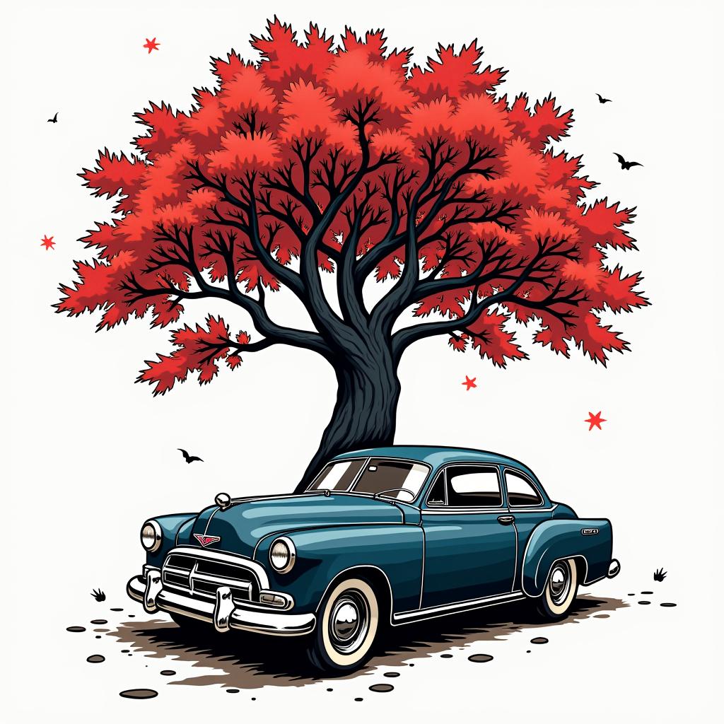 Son born december capricorn cars music treein pop art style tattoo, featuring bold and vibrant colors, exaggerated outlines, iconic imagery, inspired by comic books and speech bubbles, comic book characters, retro pop culture - Variation 4
