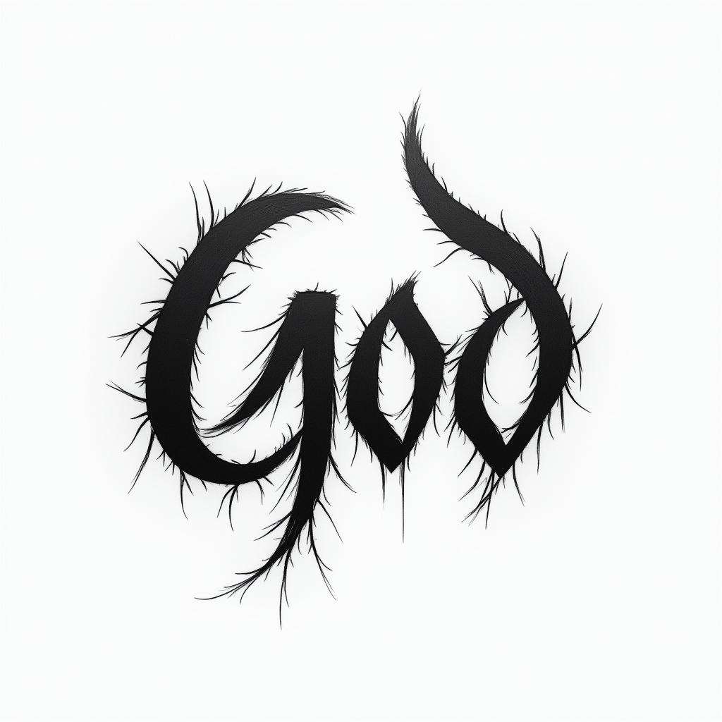 Godtext-based tattoo, japanese font ultra-realistic, perfectly placed, high-quality font design, photo-realistic shading, 8k, high quality, finely detailed typograph - Variation 8