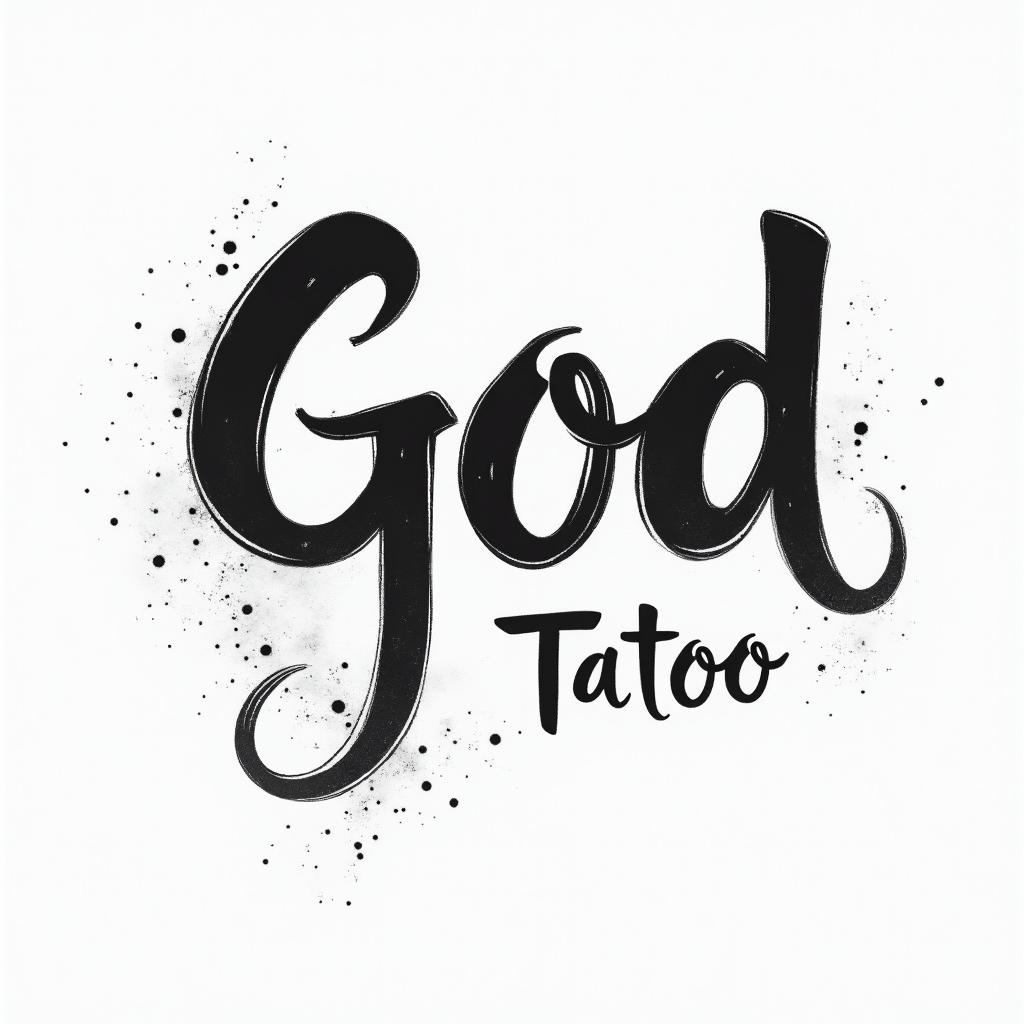 Godtext-based tattoo, japanese font ultra-realistic, perfectly placed, high-quality font design, photo-realistic shading, 8k, high quality, finely detailed typograph - Variation 7