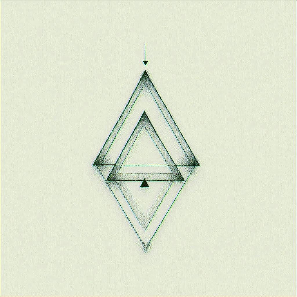 Mathis, 21 years old, zodiac sign Taurus.in minimalist style tattoo, featuring simple shapes and fine lines, with minimal shading and details, tiny triangles, creating a sense of balance and harmony - Variation 4