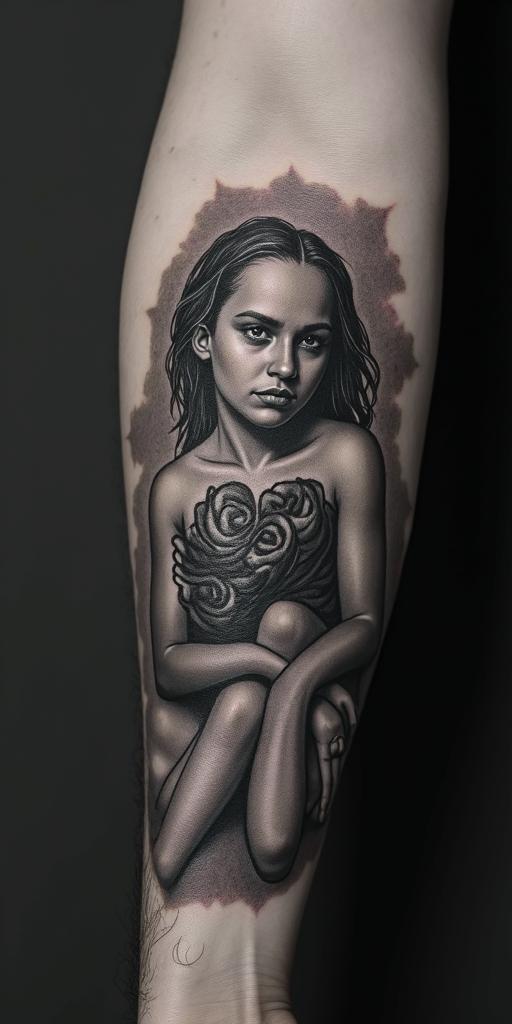 A sign of strength that reflects my love for my siblings and shows that I will not give up and am a Christian.in realism tattoo style, featuring a highly detailed, lifelike, capturing every detail, photorealistic, ultra realistic, intricate shading, smooth and sharp,   - Variation 4