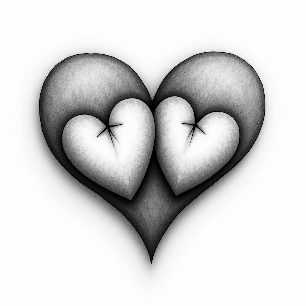 Simple 
Three 
Hart's with latter's inside RKHhigly detailed tattoo