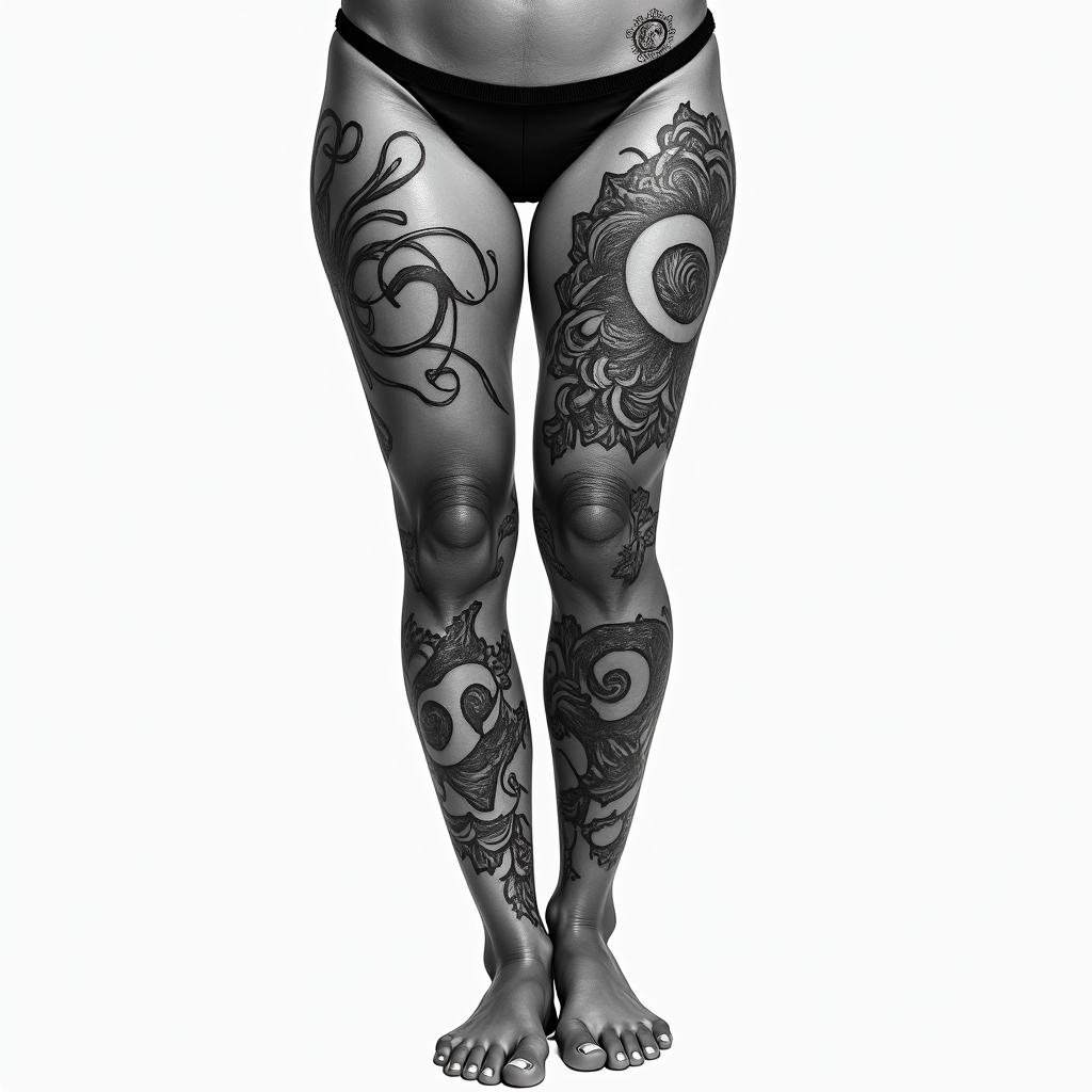 pretty gangsta gemini leg and thigh tattoohigly detailed tattoo - Variation 4