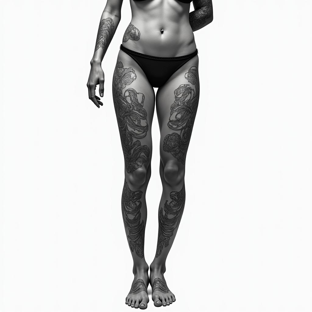 pretty gangsta gemini leg and thigh tattoohigly detailed tattoo