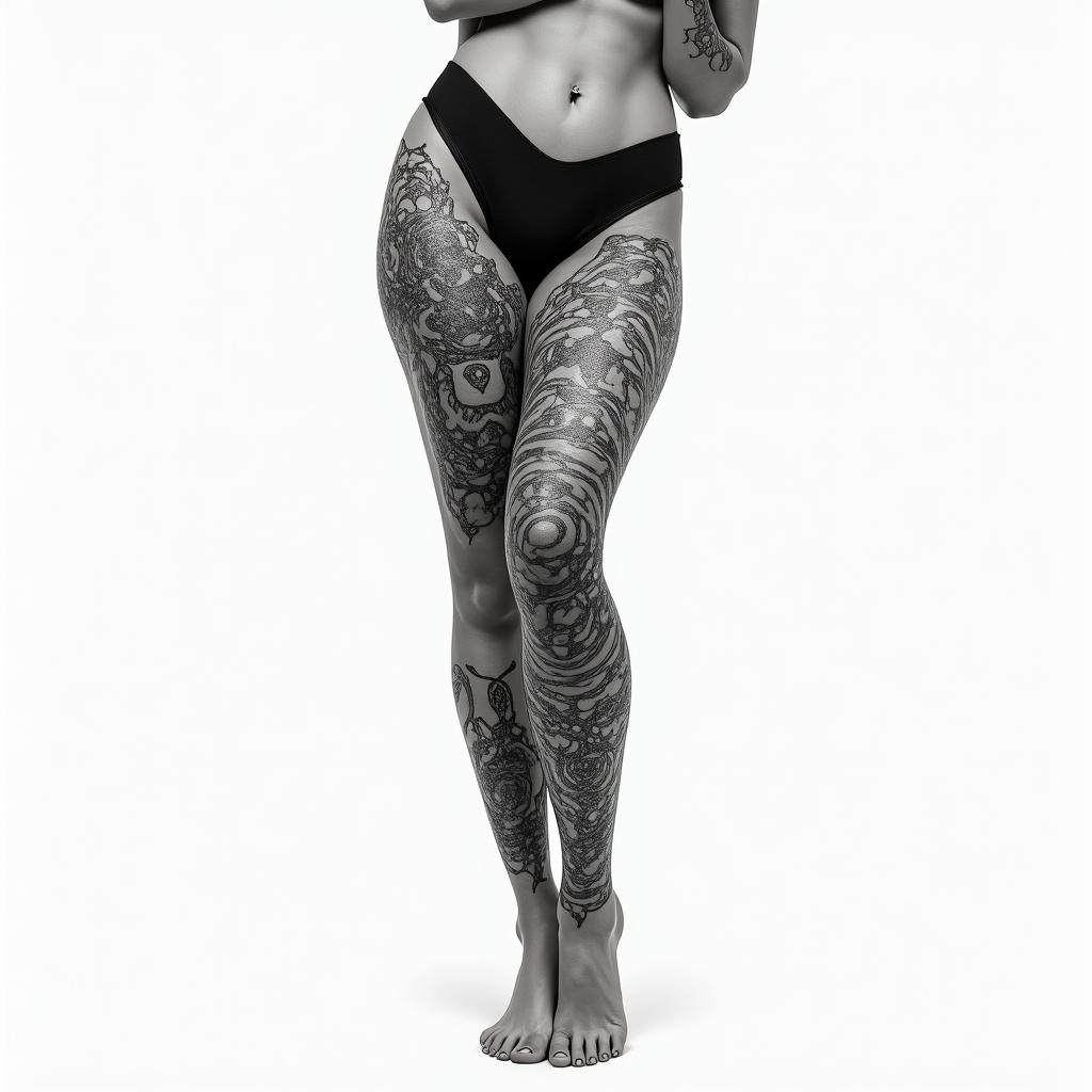 pretty gangsta gemini leg and thigh tattoohigly detailed tattoo - Variation 2