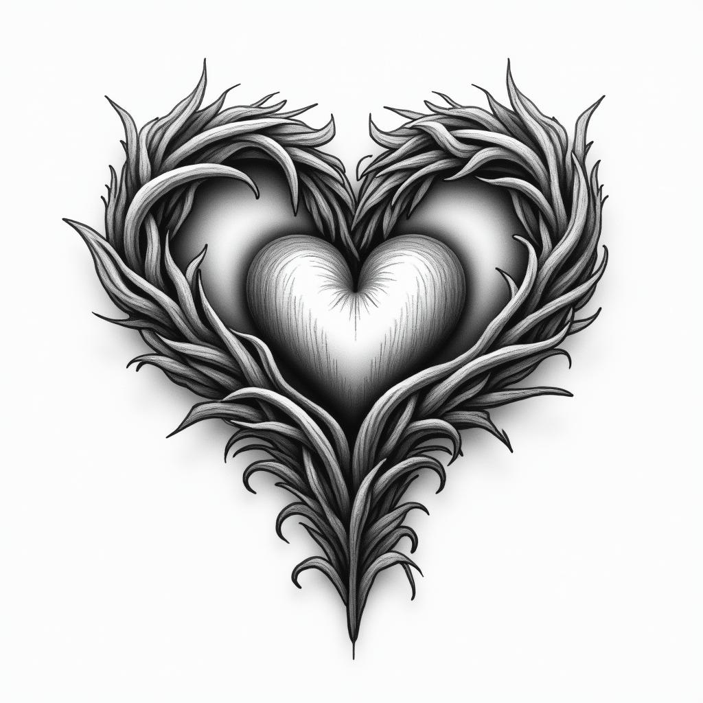 Simple 3 Hart's 
with latter 
inside Rhigly detailed tattoo - Variation 4