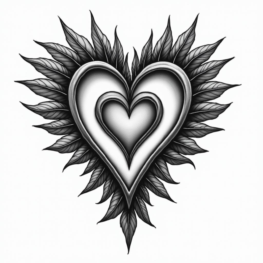 Simple 3 Hart's 
with latter 
inside Rhigly detailed tattoo - Variation 2