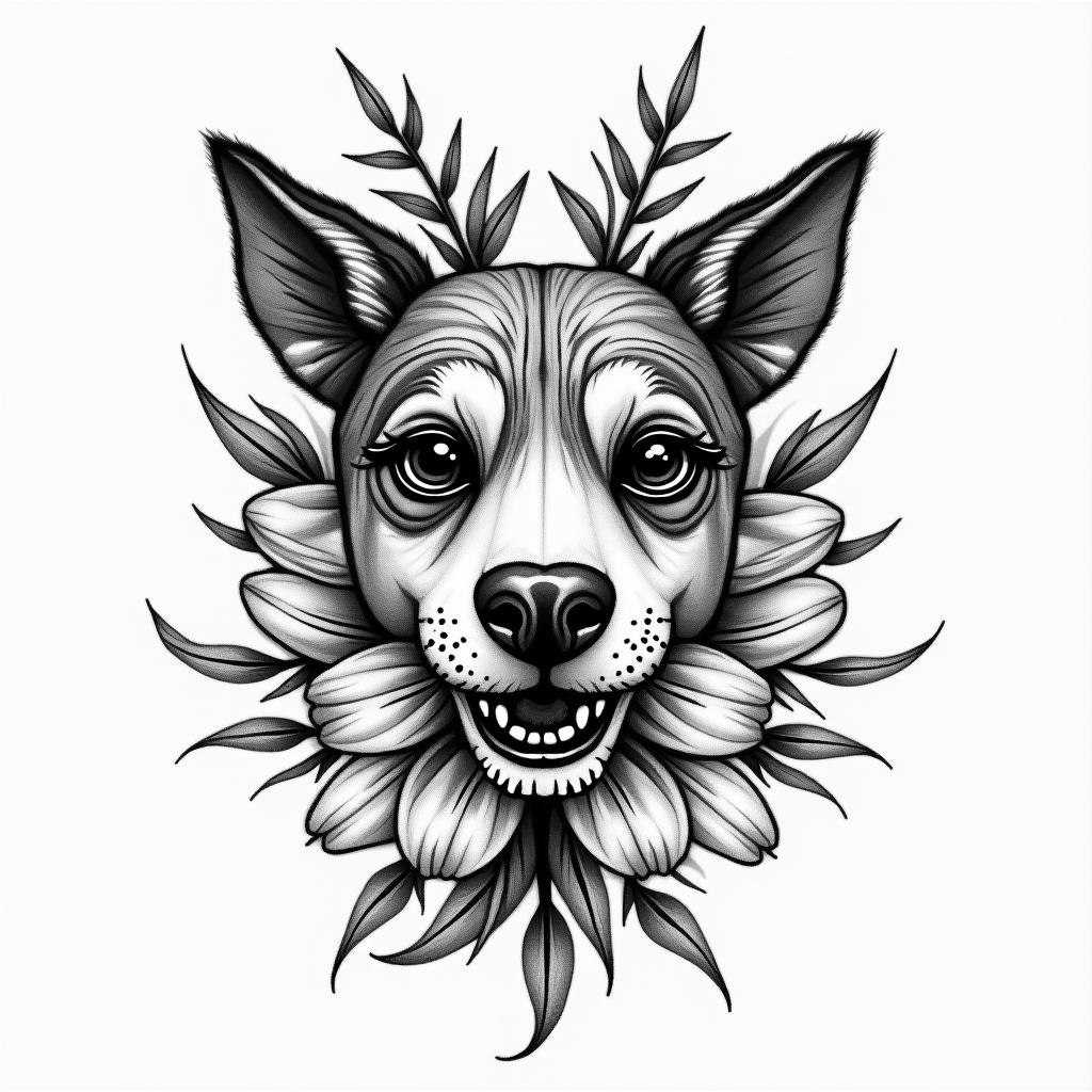 Mexican animal flowerin new school tattoo, pop culture, modern, detailed tattoo, illustrative - Variation 2