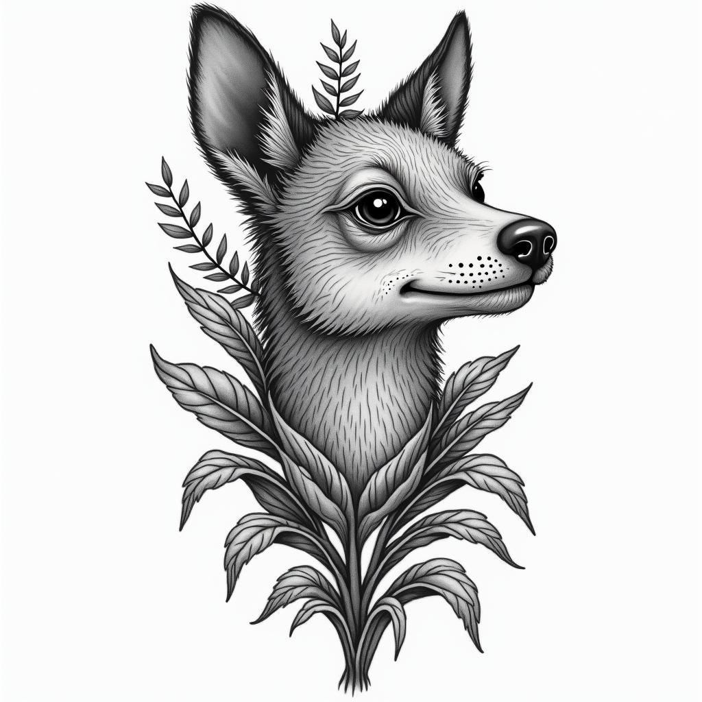 Mexican animal flowerin new school tattoo, pop culture, modern, detailed tattoo, illustrative - Variation 3
