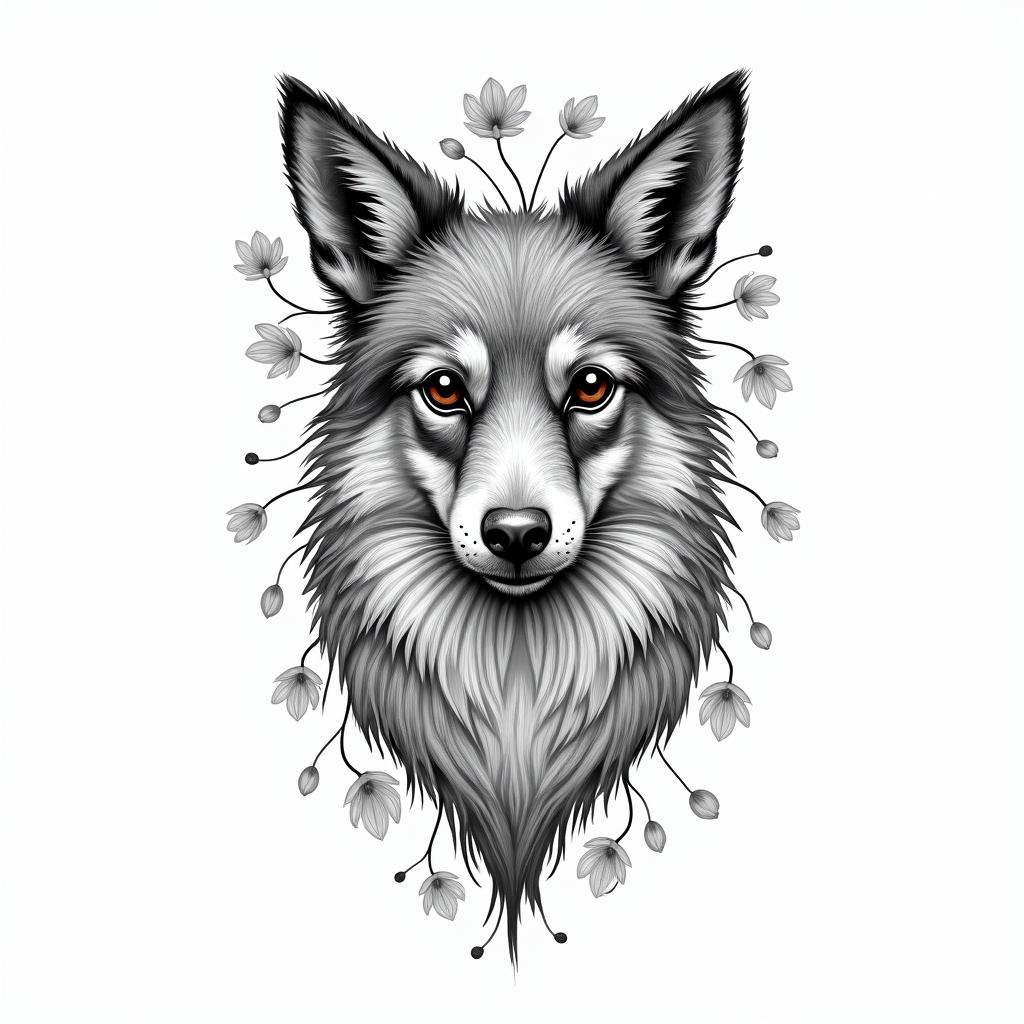 Flower Mexico animalin new school tattoo, pop culture, modern, detailed tattoo, illustrative - Variation 2