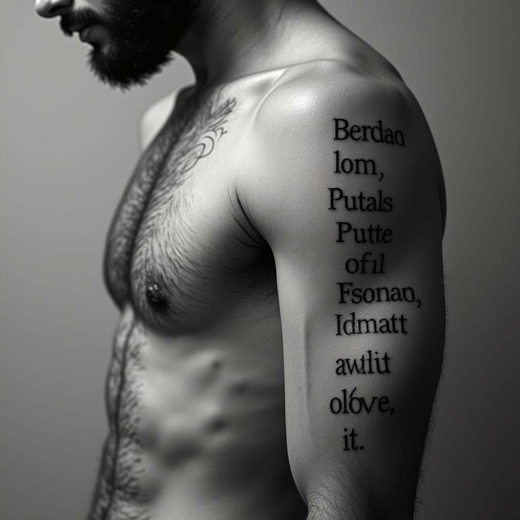 Obsolete minimalist text-based tattoo, Monospace font ultra-realistic, perfectly placed, high-quality font design, photo-realistic shading, 8k, high quality, finely detailed typograph - Variation 3