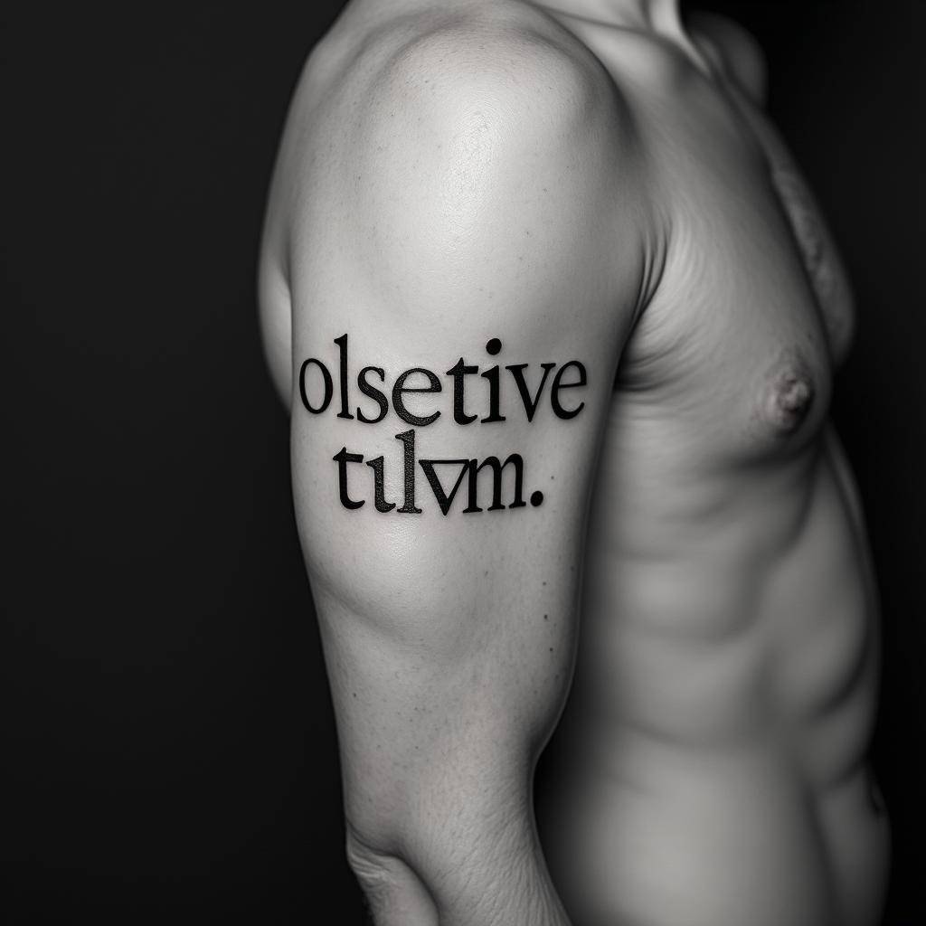 Obsoleteminimalist text-based tattoo, Monospace font ultra-realistic, perfectly placed, high-quality font design, photo-realistic shading, 8k, high quality, finely detailed typograph - Variation 2