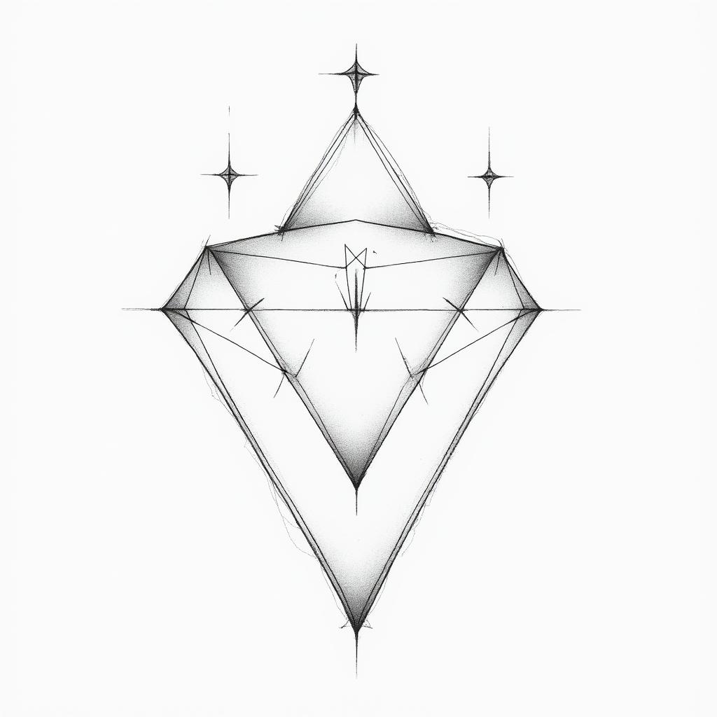 Tatuaggio per 2 sorelle con scritta άδελφή in minimalist style tattoo, featuring simple shapes and fine lines, with minimal shading and details, tiny triangles, creating a sense of balance and harmony - Variation 3