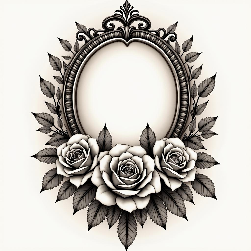 Armband for womenin victorian style tattoo, featuring vintage and elegant elements, ornate frames, roses, antique, sepia-toned color scheme - Variation 4